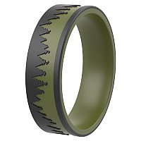 Thunderfit Silicone Wedding Rings For Men And Women Laser Printed Design 6Mm Width 2Mm Thick Forest Blackolive A Size 5