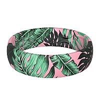 Thunderfit Silicone Wedding Bands For Women Printed Design 55Mm Width 18Mm Thick Leaves Size 445 1560Mm