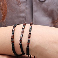 Joycuff Badass Dad Morse Code Bracelets For Men Dad Father Birthday Christmas Jewelry Gifts Cord Wrap Wood Beads Strand Warp Bra