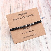 Joycuff Brave Strand Inspirational Bracelets For Women Men Black Beads Morse Code Jewelry Funny Unique Female Friends Birthday C