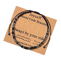 Joycuff Always By Your Side Strand Inspirational Bracelets For Women Men Black Beads Morse Code Jewelry Funny Unique Female Frie