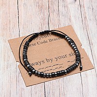 Joycuff Always By Your Side Strand Inspirational Bracelets For Women Men Black Beads Morse Code Jewelry Funny Unique Female Frie