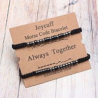 Joycuff Always Together Strand Inspirational Set Bracelets For Women Men Black Beads Morse Code Jewelry Funny Unique Female Frie