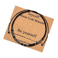 Joycuff Be Yourself Strand Inspirational Bracelets For Women Men Black Beads Morse Code Jewelry Funny Unique Female Friends Birt