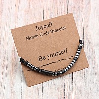 Joycuff Be Yourself Strand Inspirational Bracelets For Women Men Black Beads Morse Code Jewelry Funny Unique Female Friends Birt