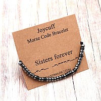 Joycuff Sisters Forever Strand Inspirational Bracelets For Women Black Beads Morse Code Jewelry Funny Unique Female Friends Birt