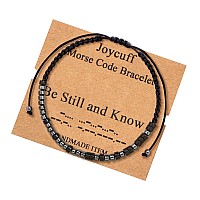 Joycuff Be Still And Know Strand Inspirational Bracelets For Women Men Black Beads Morse Code Jewelry Funny Unique Female Friend