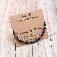 Joycuff Be Still And Know Strand Inspirational Bracelets For Women Men Black Beads Morse Code Jewelry Funny Unique Female Friend