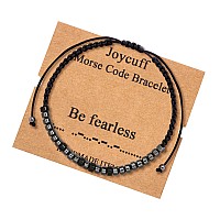 Joycuff Be Fearless Strand Inspirational Bracelets For Women Men Black Beads Morse Code Jewelry Funny Unique Female Friends Birt