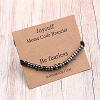 Joycuff Be Fearless Strand Inspirational Bracelets For Women Men Black Beads Morse Code Jewelry Funny Unique Female Friends Birt