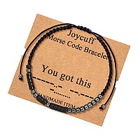 Joycuff You Got This Strand Inspirational Bracelets For Women Men Black Beads Morse Code Jewelry Funny Unique Female Friends Bir