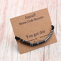 Joycuff You Got This Strand Inspirational Bracelets For Women Men Black Beads Morse Code Jewelry Funny Unique Female Friends Bir