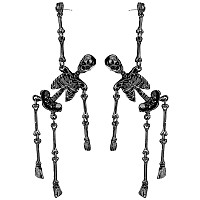 Szxc Womens Jointed Skeleton Post Dangle Long Hypoallergenic Earrings Lightweight Halloween Costume Jewelry Accessories Bl