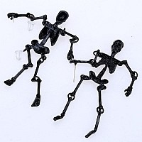 Szxc Womens Jointed Skeleton Post Dangle Long Hypoallergenic Earrings Lightweight Halloween Costume Jewelry Accessories Bl