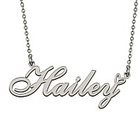 Huan Xun Silver Pendant Name Necklace Jewelry Personalized For My Bitchs Hailey Birthday Gift