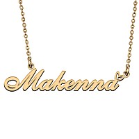 Huan Xun 18K Gold Plate Nameplate Necklace Makenna Customized Charm Unique Bridesmaid Gifts