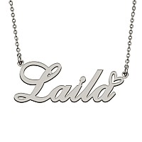 Huan Xun Customized Stainless Steel Kids Name Pendant Necklace Gifts For Mum New Mom Laila