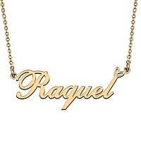 Huan Xun 18K Gold Plate Nameplate Necklace Raquel Customized Charm Unique Bridesmaid Gifts