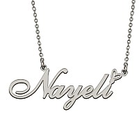 Huan Xun Silver Initial Letter Necklace For Women Girls Nayeli Custom Nameplate