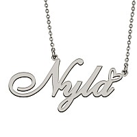 Huan Xun Silver Initial Letter Necklace For Women Girls Nyla Custom Nameplate