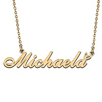 Huan Xun 18K Gold Plate Nameplate Necklace Michaela Customized Charm Unique Bridesmaid Gifts