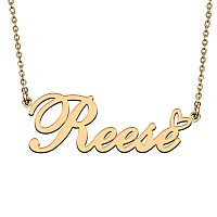 Huan Xun 18K Gold Plate Nameplate Necklace Reese Customized Charm Unique Bridesmaid Gifts