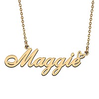 Huan Xun 18K Gold Plate Nameplate Necklace Maggie Customized Charm Unique Bridesmaid Gifts