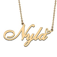 Huan Xun 18K Gold Plate Nameplate Necklace Nyla Customized Charm Unique Bridesmaid Gifts