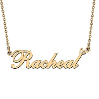 Huan Xun 18K Gold Plate Nameplate Necklace Racheal Customized Charm Unique Bridesmaid Gifts