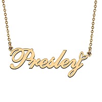 Huan Xun 18K Gold Plate Nameplate Necklace Presley Customized Charm Unique Bridesmaid Gifts