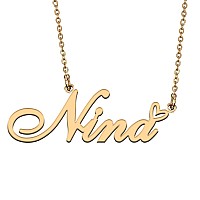 Huan Xun 18K Gold Plate Nameplate Necklace Nina Customized Charm Unique Bridesmaid Gifts