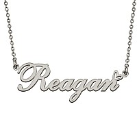 Huan Xun Silver Initial Letter Necklace For Women Girls Reagan Custom Nameplate