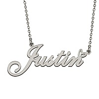 Huan Xun Customized Stainless Steel Kids Name Pendant Necklace Gifts For Mum New Mom Justin