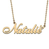 Huan Xun 18K Gold Plate Nameplate Necklace Natalie Customized Charm Unique Bridesmaid Gifts