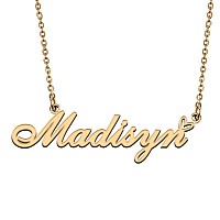 Huan Xun 18K Gold Plate Nameplate Necklace Madisyn Customized Charm Unique Bridesmaid Gifts