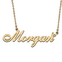 Huan Xun 18K Gold Plate Nameplate Necklace Morgan Customized Charm Unique Bridesmaid Gifts