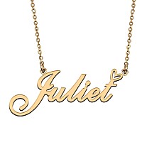 Huan Xun Dainty Customized Name Pendant Juliet Necklace Jewelry Best Friends Birthday Gifts