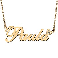 Huan Xun 18K Gold Plate Nameplate Necklace Paula Customized Charm Unique Bridesmaid Gifts