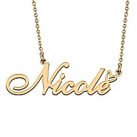 Huan Xun 18K Gold Plate Nameplate Necklace Nicole Customized Charm Unique Bridesmaid Gifts