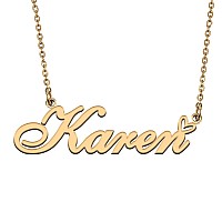 Huan Xun Dainty Customized Name Pendant Karen Necklace Jewelry Best Friends Birthday Gifts