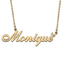 Huan Xun 18K Gold Plate Nameplate Necklace Monique Customized Charm Unique Bridesmaid Gifts