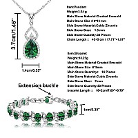 Lmxxvj Created Green Emerald Jewelry Set White Cz Earring Open Ring Necklace Bracelet Set Mother