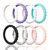 Egnaro Silicone Wedding Ring For Womenseamless Thin And Stackble Braided Rubber Wedding Bands Rubber Rings For Women