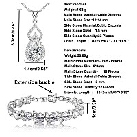 Lmxxvj Women Wedding Jewelry Set White Cubic Zirconia Necklace Open Ring Earrings Bracelet Set Bridal Anniversary Festival Jewel