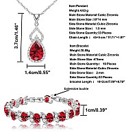 Lmxxvj Womens Jewelry Sets Platinum Plated Earring And Necklace Set Open Ring Bracelet Red Cubic Zirconia Jewelry Gifts For