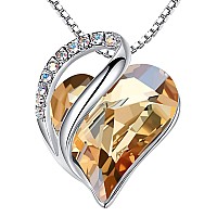 Leafael Womens Brass Necklaces Infinity Love Heart Pendant Birthstone Crystal Jewelry Gifts For Wife Silver Plated 18 2 Inch