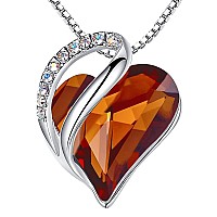 Leafael Womens Brass Necklaces Infinity Love Heart Pendant Birthstone Crystal Jewelry Gifts For Wife Silver Plated 18 2 Inch