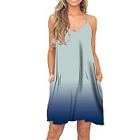 Beufri Womens Summer Spaghetti Strap Casual Swing Tank Beach Cover Up Dress With Pockets Xxlarge Gradient Green