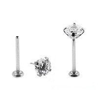 Newkeepsr 2Pcs08Mm20G G23 Titanium Press Fit Threadless Push Pop In Labret Lip Monroe Tragus Flatback Earring Studs W30Mm