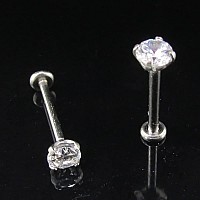 Newkeepsr 2Pcs08Mm20G G23 Titanium Press Fit Threadless Push Pop In Labret Lip Monroe Tragus Flatback Earring Studs W30Mm